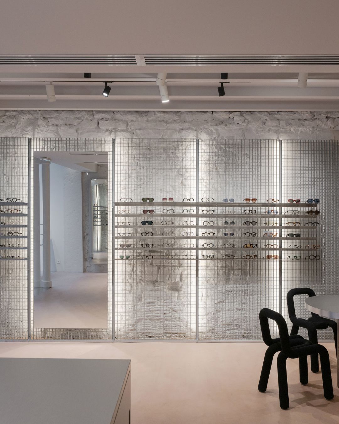 mur de lunettes éclairé