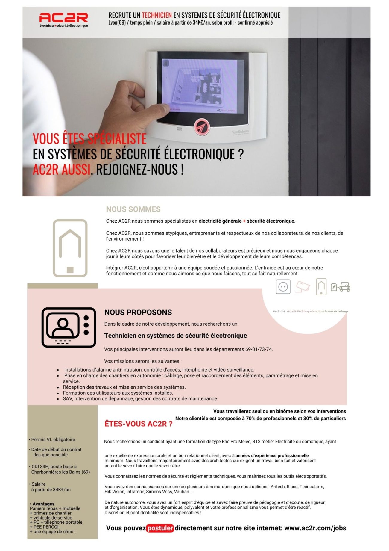 AC2R recrute un technicien en sécurité électronique